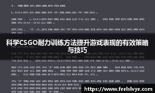 科学CSGO耐力训练方法提升游戏表现的有效策略与技巧